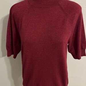 Mock Neck Metallic Top